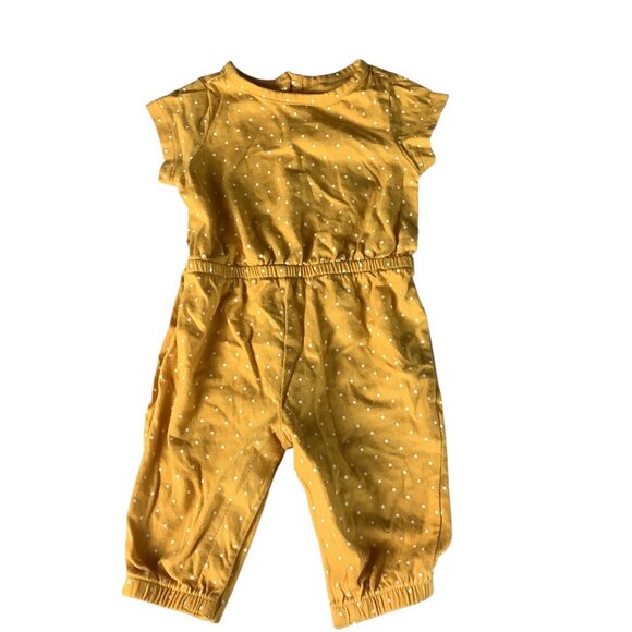 Old Navy Baby Girls Jumpsuit Yellow White Polka Dots Short Sleeve 0-3M One Piece - Picture 8 of 11